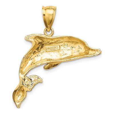 14K Yellow Gold 2-D Engraved Dolphin Charm – view 5
