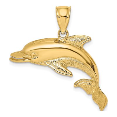 14K Yellow Gold Open Mouth Dolphin Charm