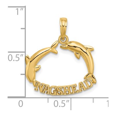 14K Yellow Gold Nags Head Dolphins Charm – view 4