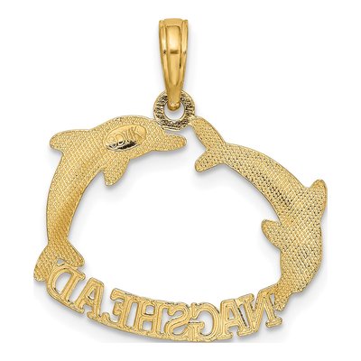 14K Yellow Gold Nags Head Dolphins Charm – view 5