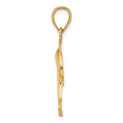 14K Yellow Gold Jumping Dolphin Pendant – view 3