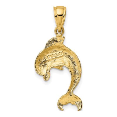 14K Yellow Gold Jumping Dolphin Pendant – view 5