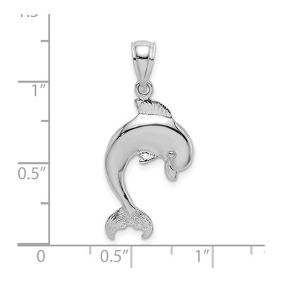 14K White Gold Jumping Dolphin Pendant – view 4