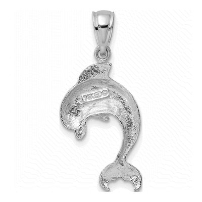 14K White Gold Jumping Dolphin Pendant – view 5