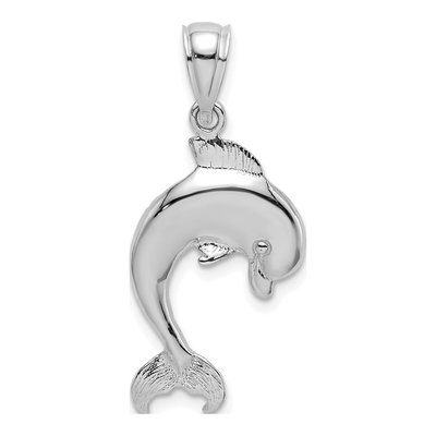 14K White Gold Jumping Dolphin Pendant