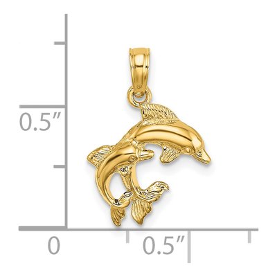 14K Yellow Gold Mini Double Dolphins Charm – view 4