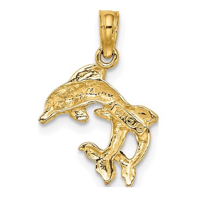 14K Yellow Gold Mini Double Dolphins Charm – view 5