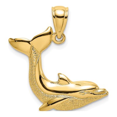 14K Yellow Gold Dolphin Pendant