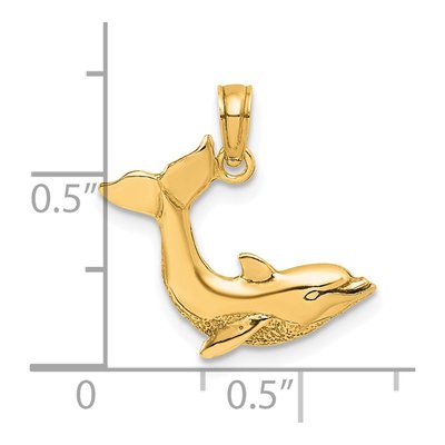 14K Yellow Gold Jumping Dolphin Pendant – view 4