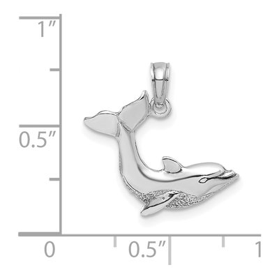 14K White Gold Jumping Dolphin Pendant – view 4