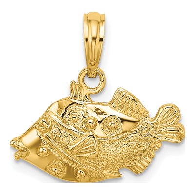 14K Yellow Gold Humu Fish Pendant