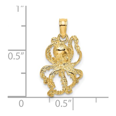 14K Yellow Gold Textured Octopus Pendant – view 4