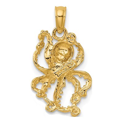 14K Yellow Gold Textured Octopus Pendant – view 5