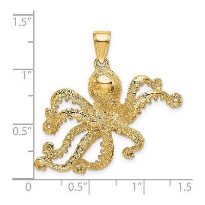 14K Yellow Gold Textured Octopus Pendant – view 4