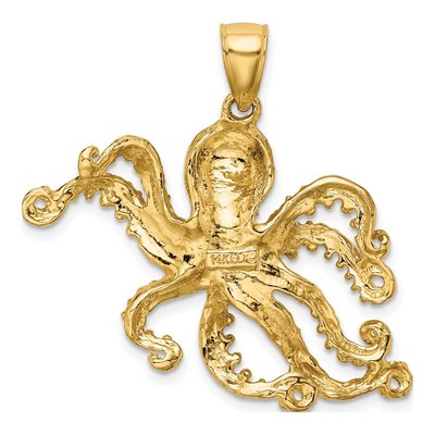 14K Yellow Gold Textured Octopus Pendant – view 5
