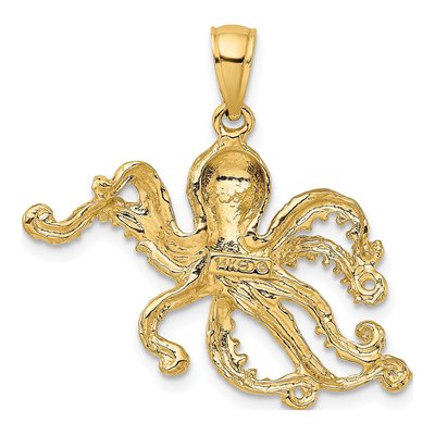 14K Yellow Gold Textured Octopus Charm – view 5