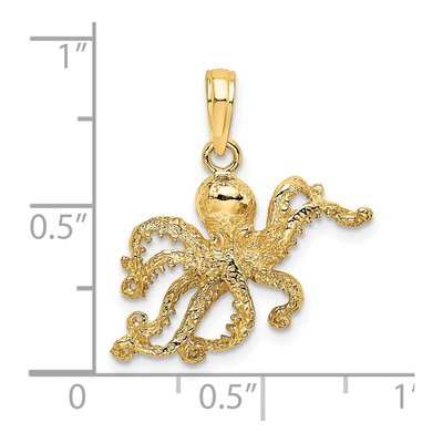 14K Yellow Gold Textured Octopus Pendant – view 4