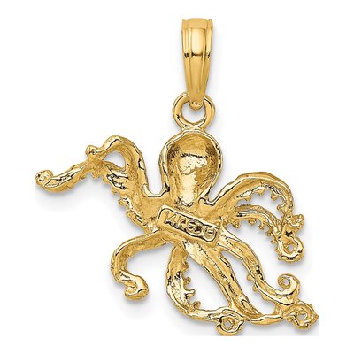 14K Yellow Gold Textured Octopus Pendant – view 5