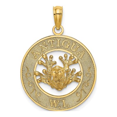 14K Yellow Gold Antigua W.i Frog Pendant