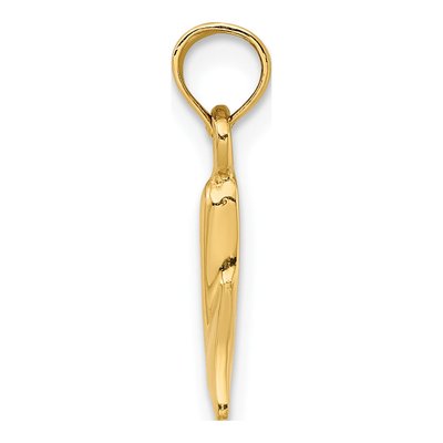 14K Yellow Gold Small Whale Tail Charm – view 3