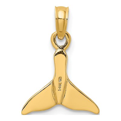 14K Yellow Gold Small Whale Tail Charm – view 5