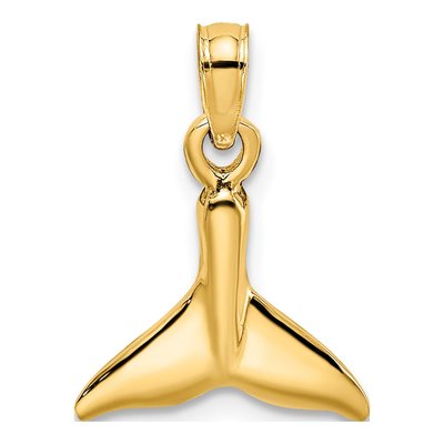 14K Yellow Gold Small Whale Tail Charm