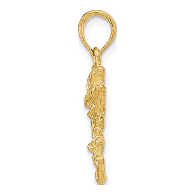 14K Yellow Gold Bass Fish Pendant – view 3