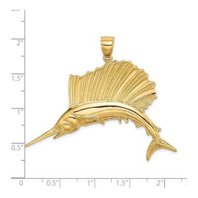 14K Yellow Gold Large Sailfish Pendant – view 4