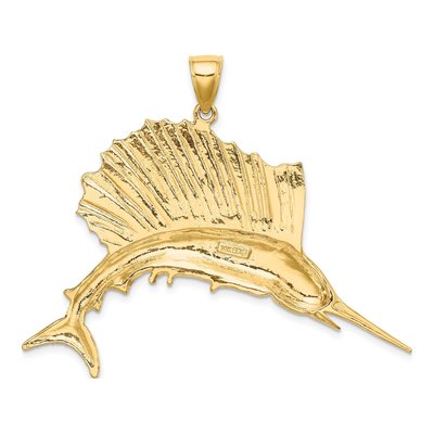 14K Yellow Gold Large Sailfish Pendant – view 5