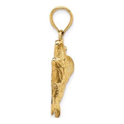 14K Yellow Gold Large Open-Mouth Bass Fish Charm – view 3
