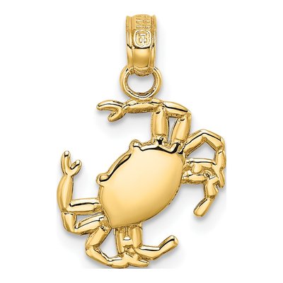 14K Yellow Gold Small Crab Charm