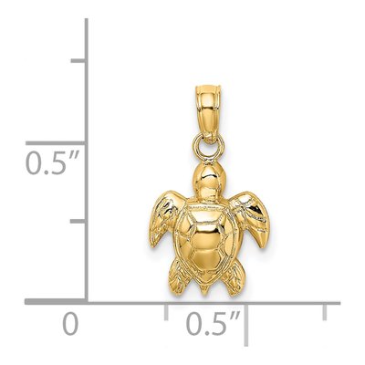 14K Yellow Gold Textured Sea Turtle Charm – view 4
