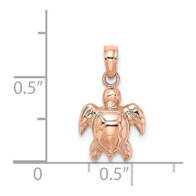 14K Rose Gold Mini Sea Turtle Pendant – view 4