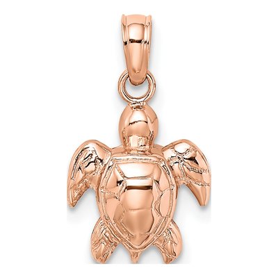 14K Rose Gold Mini Sea Turtle Pendant