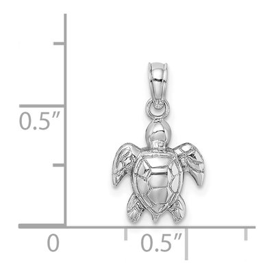 14K White Gold Textured Mini Sea Turtle Charm – view 4
