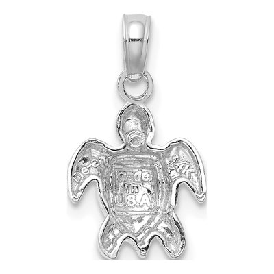 14K White Gold Textured Mini Sea Turtle Charm – view 5