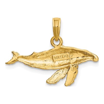 14K Yellow Gold Humpback Whale Pendant – view 4