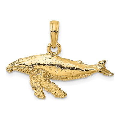14K Yellow Gold Humpback Whale Pendant