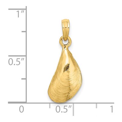 14K Yellow Gold 3D Mussel Shell Charm – view 4