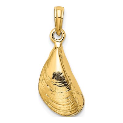 14K Yellow Gold 3D Mussel Shell Charm – view 5