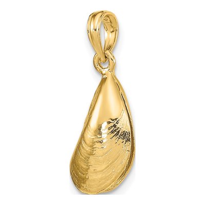 14K Yellow Gold 3D Mussel Shell Charm – view 6