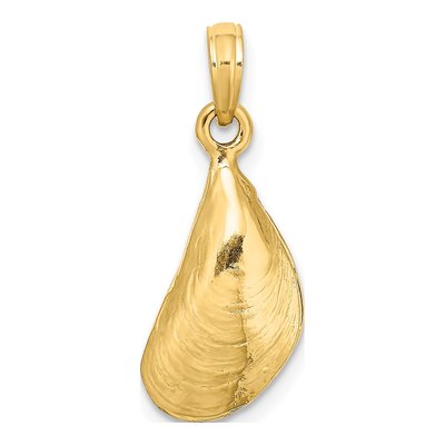 14K Yellow Gold 3D Mussel Shell Charm