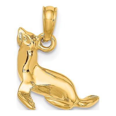 14K Yellow Gold 3D Seal Pendant