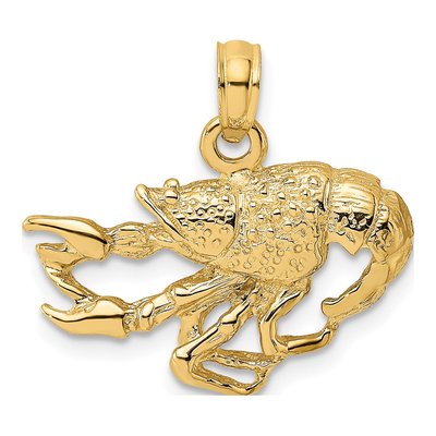 14K Yellow Gold Textured Crawfish Pendant