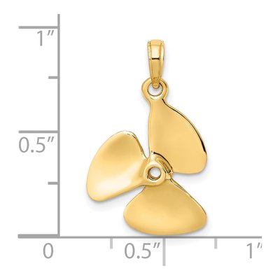 14K Yellow Gold 3D Propeller Pendant – view 4