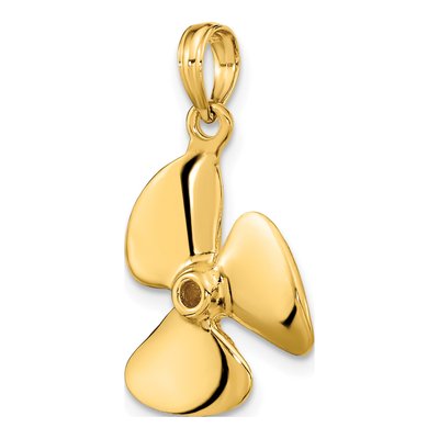 14K Yellow Gold 3D Propeller Pendant – view 6