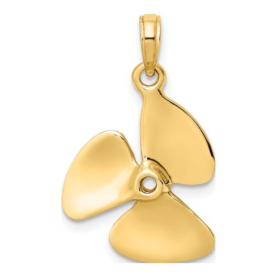 14K Yellow Gold 3D Propeller Pendant