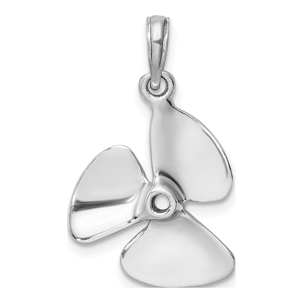 14K White Gold 3D Propeller Pendant