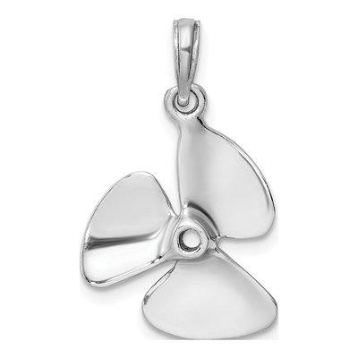 14K White Gold 3D Propeller Pendant