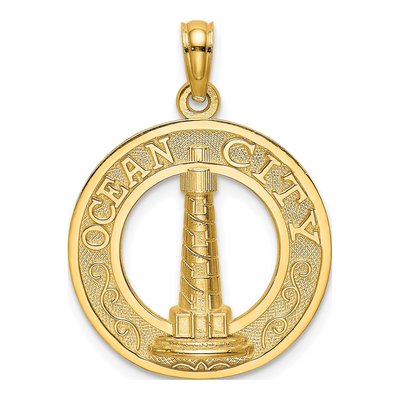 14K Yellow Gold Ocean City Lighthouse Charm